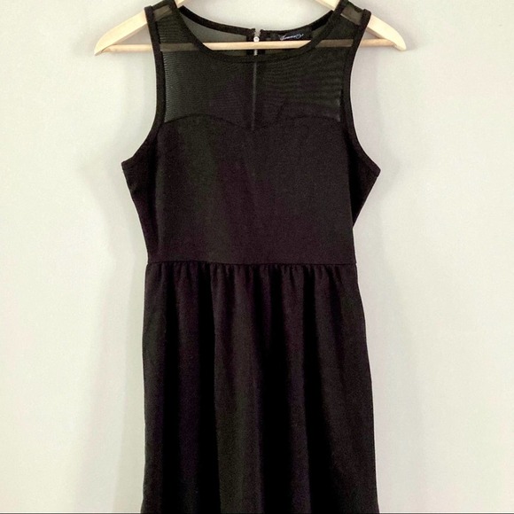 Forever 21 Black Mini Dress w/ Illusion Neckline - Picture 3 of 5